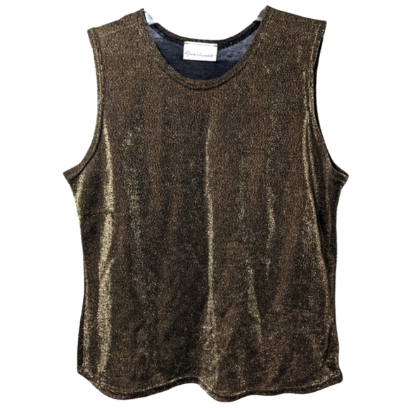 (2/$25) Gloria Vanderbilt shimmery gold sparkle scoop neck sleeveless blouse - Picture 1 of 8